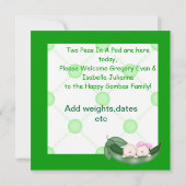 FAIRE-PART DEUX POIS DANS UN POD BÉBÉ ANNONCES (Dos)