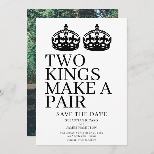 Faire-part Deux Rois Font Un Mariage Gay Pair (Devant / Derrière)