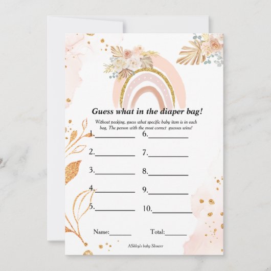 Faire-part Devinez ce que dans le sac de baby shower jeu de (Devant)