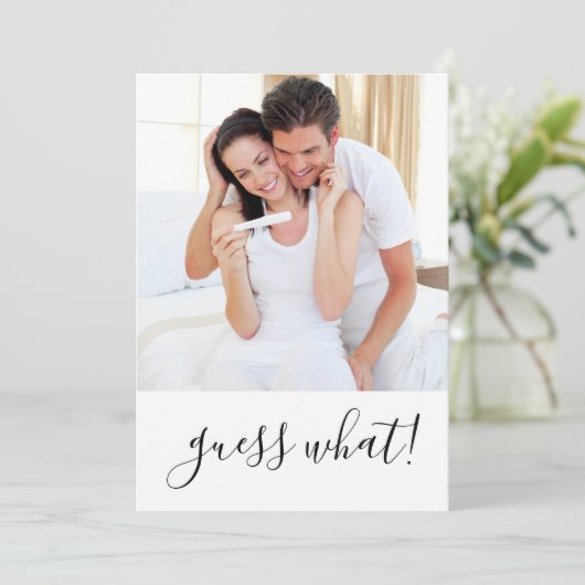 Faire-part Devinez ce que nous attendons d'une grossesse phot (Debout devant)