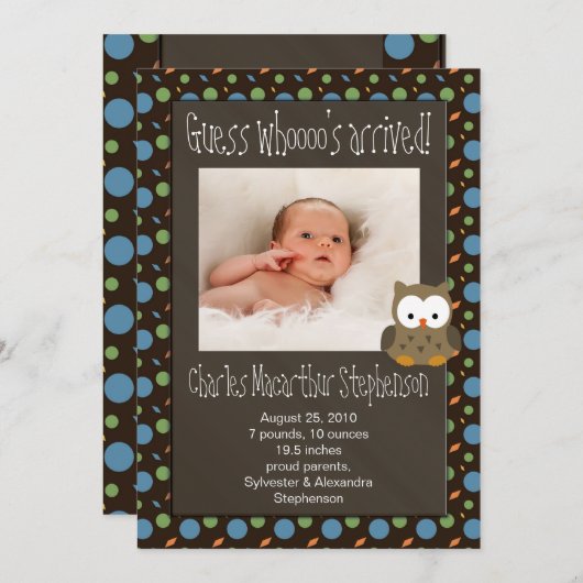 Faire-part Devinez qui est arrivé Bébé garçon Annonce de nais (Devant / Derrière)