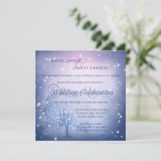 Faire-part d'hiver enneigé mystique après le maria (Debout devant)