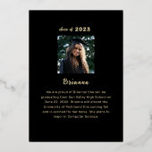 Faire-part d'huile d'or de graduation moderne (Verso)