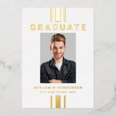 Faire-part d'huile d'or de graduation photo modern (Recto)