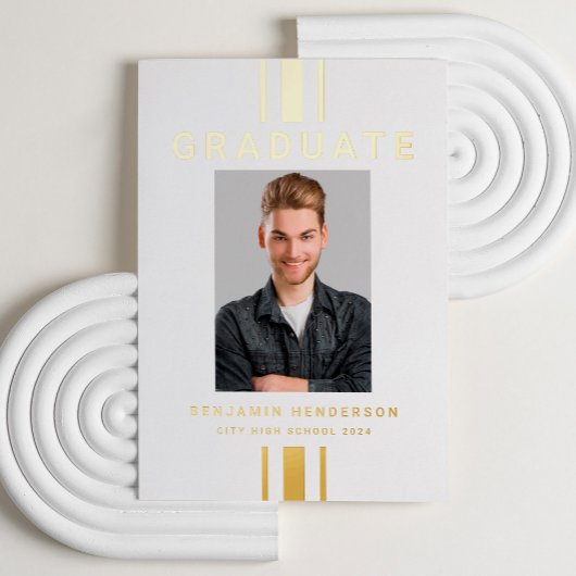 Faire-part d'huile d'or de graduation photo modern