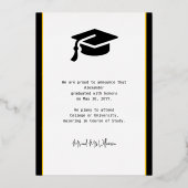Faire-part d'huile d'or de graduation photo modern (Verso)
