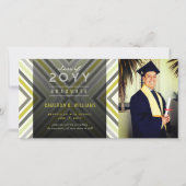 Faire-part Diagonale colorée rayures tendance Photo Graduatio (Devant)