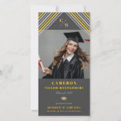 Faire-part Diagonale Jaune moderne Diagonal Grilles Photo Gra (Devant)