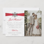 Faire-part Diamante Flocon de neige et Ruban rouge Mariage d' (Devant)