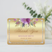 Faire-part Diamants de fleurs Graduation Merci Or (Debout devant)