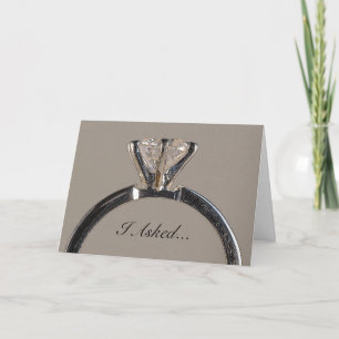 Faire-part Diamond Ring on Gray Engagement Announcement