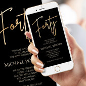 Faire-part Digital Black Gold 40th Birthday Mobile Invite