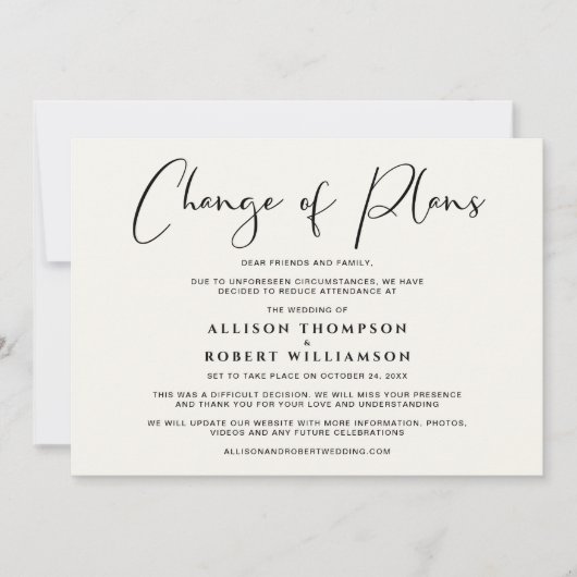 Faire-part Diminution du Mariage Changement de plan Elegant C (Devant)