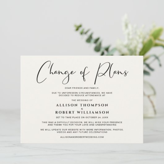 Faire-part Diminution du Mariage Changement de plan Elegant C (Debout devant)