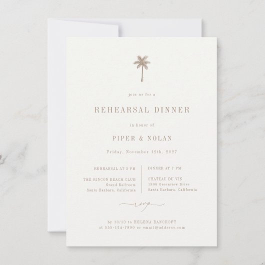 Faire-part Dîner de la répétition de mariage de la plage OASI (Devant)