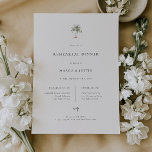 Faire-part Dîner de la répétition de mariage de Palm Tree Bea<br><div class="desc">Aquarelle Palm Tree,  thème de la plage de l'île tropicale,  invitation à dîner répétition.</div>