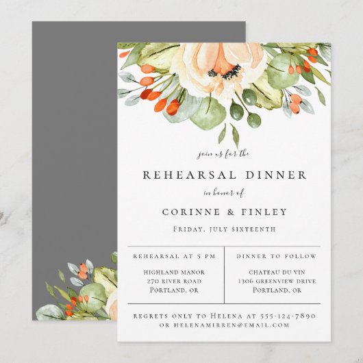 Faire-part Dîner de répétition botanique (Devant / Derrière)