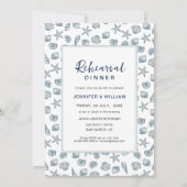 Faire-part Dîner de répétition du coquillage bleu et blanc (Devant)