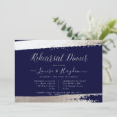 Faire-part Dîner De Répétition Élégant, Brosse D'Argent+Scrip (Debout devant)