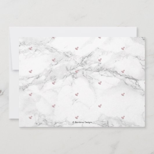 Faire-part Dîner de répétition élégant, Marble+Or Rose (Dos)