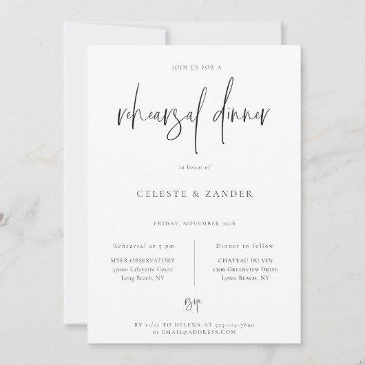 Faire-part Dîner de répétition moderne Lune dorée (Devant)