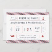 Faire-part Dîner de répétition nautique Rouge Blanc Bleu (Devant)