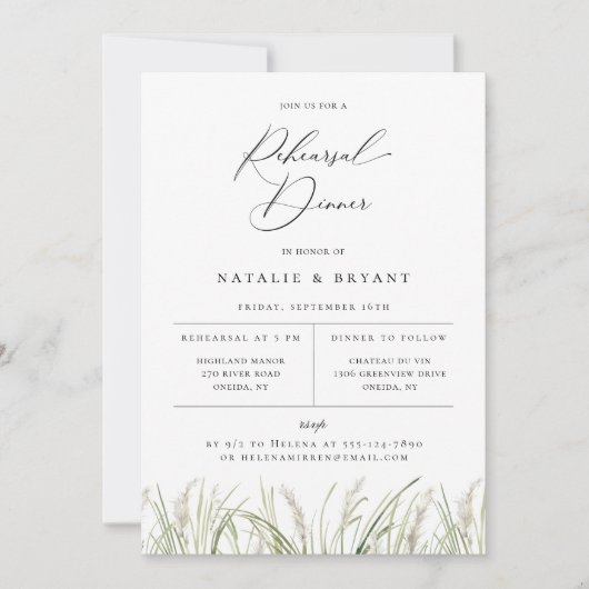 Faire-part Dîner De Répétition Pampas Plage (Devant)