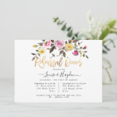 Faire-part Dîner de répétition Pastel Aquarelle Fleurs (Debout devant)