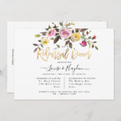 Faire-part Dîner de répétition Pastel Aquarelle Fleurs (Devant / Derrière)