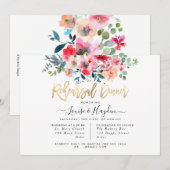 Faire-part Dîner de répétition Roses rouges ombrées aquarelle (Devant / Derrière)