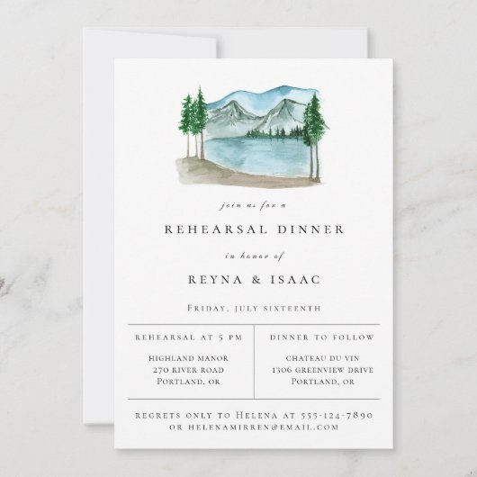 Faire-part Dîner de répétition Rustique Lakeview (Devant)