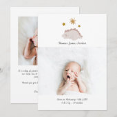 Faire-part Dinosaure rose mignonne Fille Bébé Photo naissance (Devant / Derrière)