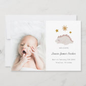 Faire-part Dinosaure rose mignonne Fille Bébé Photo naissance (Devant)