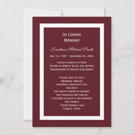 Faire-part d'invitation à la bougie du service com (Dos)