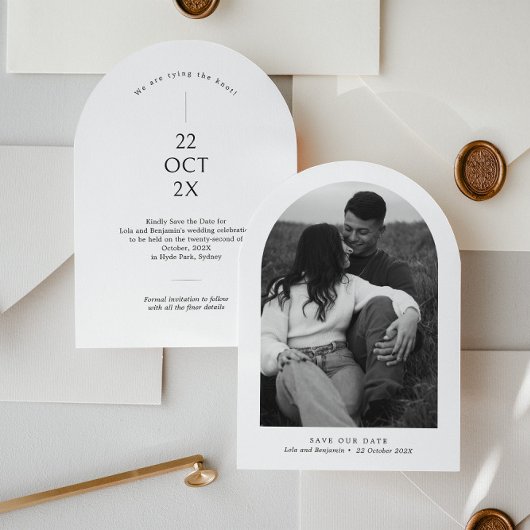 Faire-part d'invitation Arch Save the Date avec ph