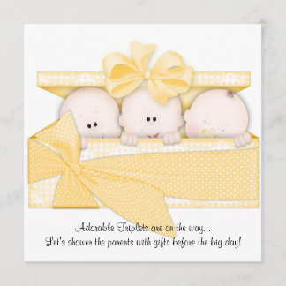 Faire-part d'invitation de Baby shower triplet jau