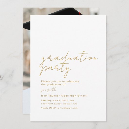 Faire-part d'invitation de la fête de graduation (Devant / Derrière)