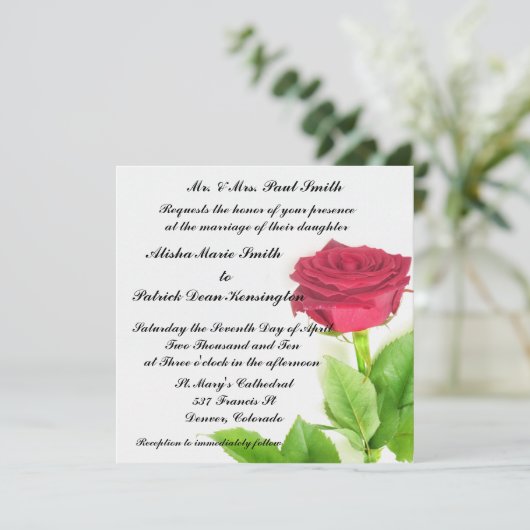 Faire-part d'invitation de la Mariage Red Rose (Debout devant)