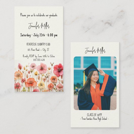 Faire-part d'invitation de la Mini Graduation Part (Devant / Derrière)