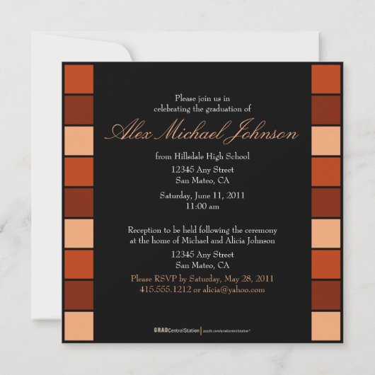 Faire-part d'invitation d'obtention du diplôme de (Dos)