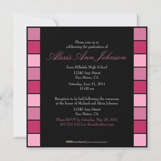 Faire-part d'invitation d'obtention du diplôme de (Dos)