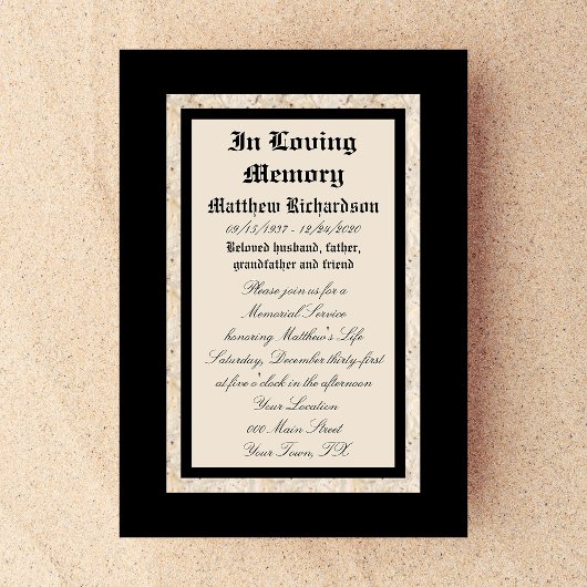 Faire-part d'invitation du service commémoratif