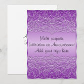 Faire-part d'invitation polyvalente pourpre (Devant / Derrière)