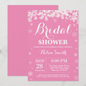 Faire-part d'invitation rose flocon de neige pour  (Devant / Derrière)