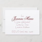 Faire-part d'invitation Rose victorien (Dos)