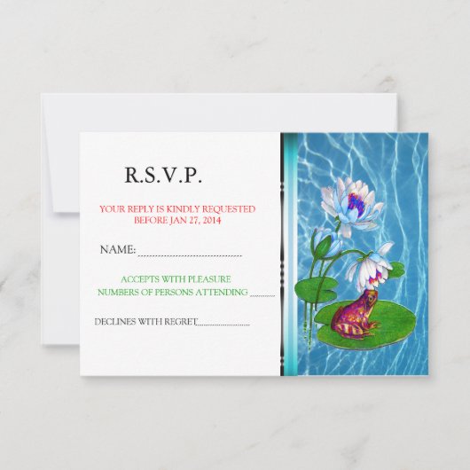 Faire-part d'invitation sur un nénuphar avec une g (Devant)