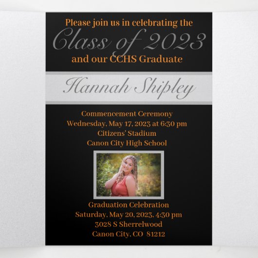 Faire-part d'invitation triplée (Intérieur au milieu)