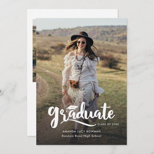 Faire-part Diplômé 2025 mignon diplôme photo (Devant / Derrière)