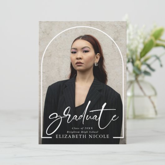 Faire-part Diplôme d'Arc Photo de Script Moderne (Debout devant)