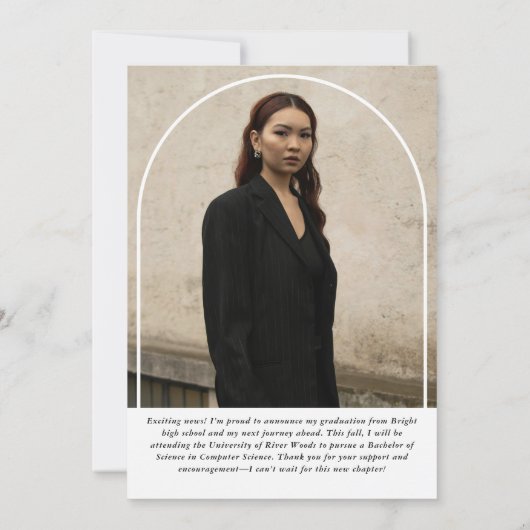 Faire-part Diplôme d'Arc Photo de Script Moderne (Dos)